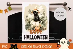 Happy Halloween Towel, Watercolor Halloween Dish Towel Product Image 1