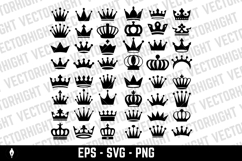 A black and white vector set of crown icons. Product Image 1