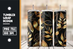 Golden and black 3d leaves tumbler wrap Product Image 1