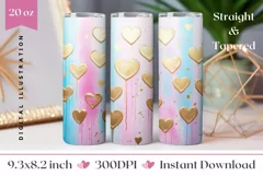 Love Hearts Tumbler Sublimation, Valentine's Day Tumbler PNG Product Image 1