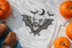 Halloween Retro Bat SVG | Vintage Spooky Bat with Moon PNG Product Image 2