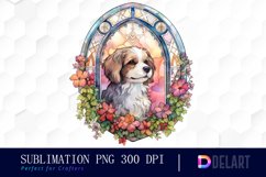 Watercolor Stained Glass Gothic Dog Clipart, Artwork Product Image 1