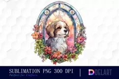 Watercolor Stained Glass Gothic Dog Clipart, Artwork Product Image 1