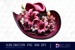 Burgundy Cowboy Hat with Flower Clipart PNG Product Image 1