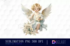 Watercolor Vintage Cupid Clipart, Illustration PNG Product Image 1