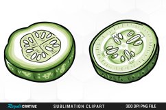 Cucumber Slice Watercolor Clipart Product Image 1