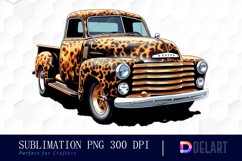 Leopard Vintage Truck Watercolor Sublimation Art Product Image 1