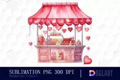 Watercolor Valentines Candy Shop Clipart, Sublimation Art Product Image 1