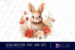 Watercolor Valentine Rabbit Clipart, Sublimation Art Product Image 1