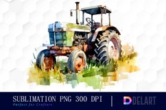 Watercolor Tractor Farm Field Sublimation Art Product Image 1