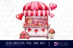 Watercolor Valentines Candy Shop Clipart, Sublimation Art Product Image 1