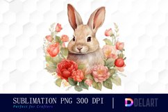 Watercolor Valentine Rabbit Clipart, Sublimation Art Product Image 1