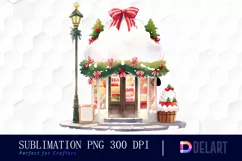 Watercolor Christmas Dessert Shop Clipart, Illustration PNG Product Image 1