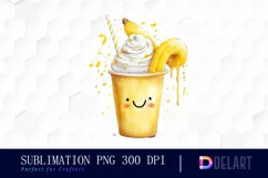 Watercolor Watercolor Cute Banana Milkshake Clipart Design Product Image 1