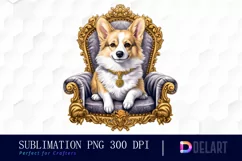 Royal Corgi Sitting on Chair PNG Clipart Product Image 1