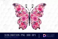 Watercolor Pink Ribbon Butterfly Garden Clipart Product Image 1