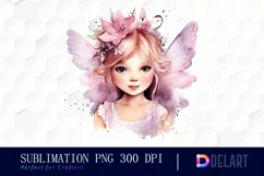 Watercolor Pink Child Fairy Sublimation Clipart Product Image 1