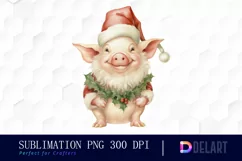 Watercolor Pastel Christmas Animal Clipart, Sublimation Art Product Image 1
