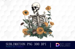 Skeleton Wildflower Watercolor Sublimation Art Product Image 1