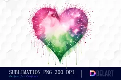 Watercolor Heart Fireworks Clipart, Sublimation Art Product Image 1