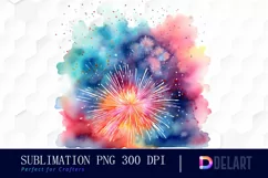 Watercolor New Years Fireworks PNG Clipart Product Image 1