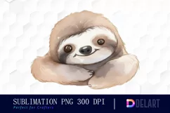Watercolor Baby Sloth PNG Clipart Product Image 1