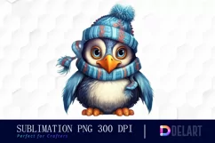 Watercolor Christmas Penguin PNG Clipart Product Image 1