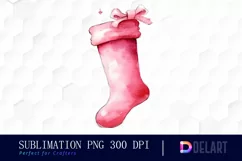 Watercolor Christmas Stocking Pink Toy Watercolor Christmas Product Image 1