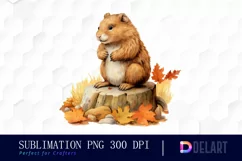 Watercolor Fall Woodland Animal Clipart, Sublimation Art Product Image 1
