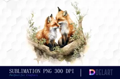 Watercolor Animal Couple Clipart, PNG Product Image 1