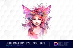 Watercolor Pink Child Fairy PNG Clipart Product Image 1