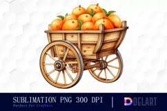 Wooden Cart Of Peachs Clipart Product Image 1