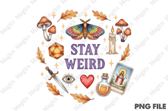 Witchy Vibes Celestial Halloween,Stay Weird PNG Product Image 1