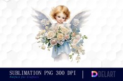 Watercolor Vintage Cupid Clipart, Illustration PNG Product Image 1