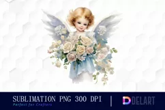 Watercolor Vintage Cupid Clipart, Illustration PNG Product Image 1