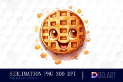 Watercolor Waffle Cartoon Face Sublimation Clipart Product Image 1