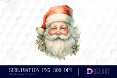Watercolor Pastel Santa Claus Clipart, Sublimation Art Product Image 1