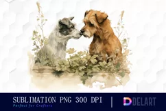 Watercolor Animal Couple Clipart, PNG Product Image 1