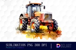 Watercolor Tractor Farm Field Clipart Image Product Image 1