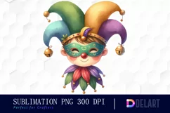 Watercolor Mardi Gras Clipart, Illustration PNG Product Image 1