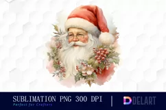 Watercolor Pastel Santa Claus Clipart, Sublimation Art Product Image 1