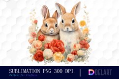 Watercolor Valentine Rabbit Clipart, Sublimation Art Product Image 1