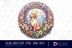 Watercolor Stained Glass Gothic Dog Clipart, Artwork Product Image 1
