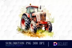 Watercolor Tractor Farm Field PNG Clipart Product Image 1