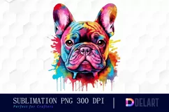 Watercolor Alcohol Ink French Bulldog Clipart Image Product Image 1