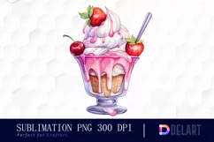 Watercolor Pastel Ice Cream Sundae PNG Clipart Product Image 1