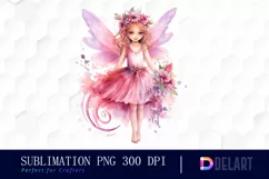 Watercolor Pink Child Fairy Clipart Design Product Image 1