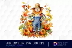 Watercolor Garden Scarecrow PNG Clipart Product Image 1