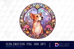 Watercolor Stained Glass Gothic Dog Sublimation Clipart Product Image 1