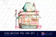 Watercolor Christmas Dessert Shop Clipart, Illustration PNG Product Image 1